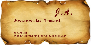 Jovanovits Armand névjegykártya
